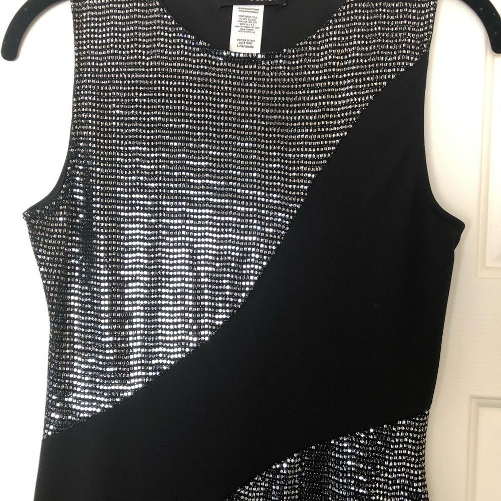 Evening Dress Shimmer Black with Slit - Picture 5 of 6
